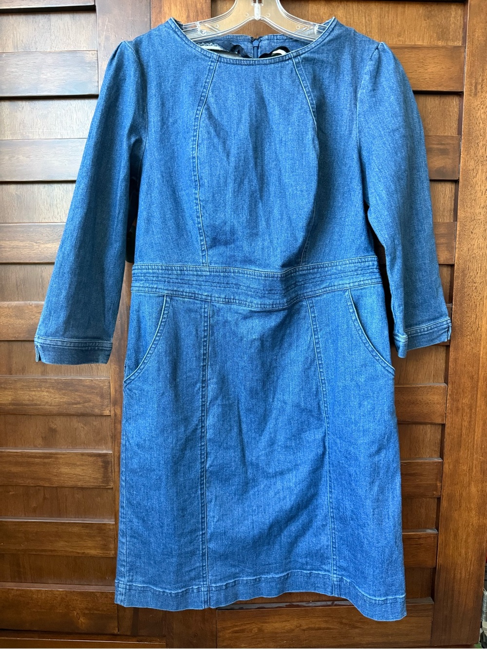 Boden Coraline Denim Midi Long Sleeve Dress in Vintage Blue Size 8R